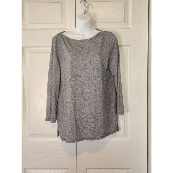 Ann Taylor LOFT Blue and Gray Striped Shirt - Picture 1 of 5